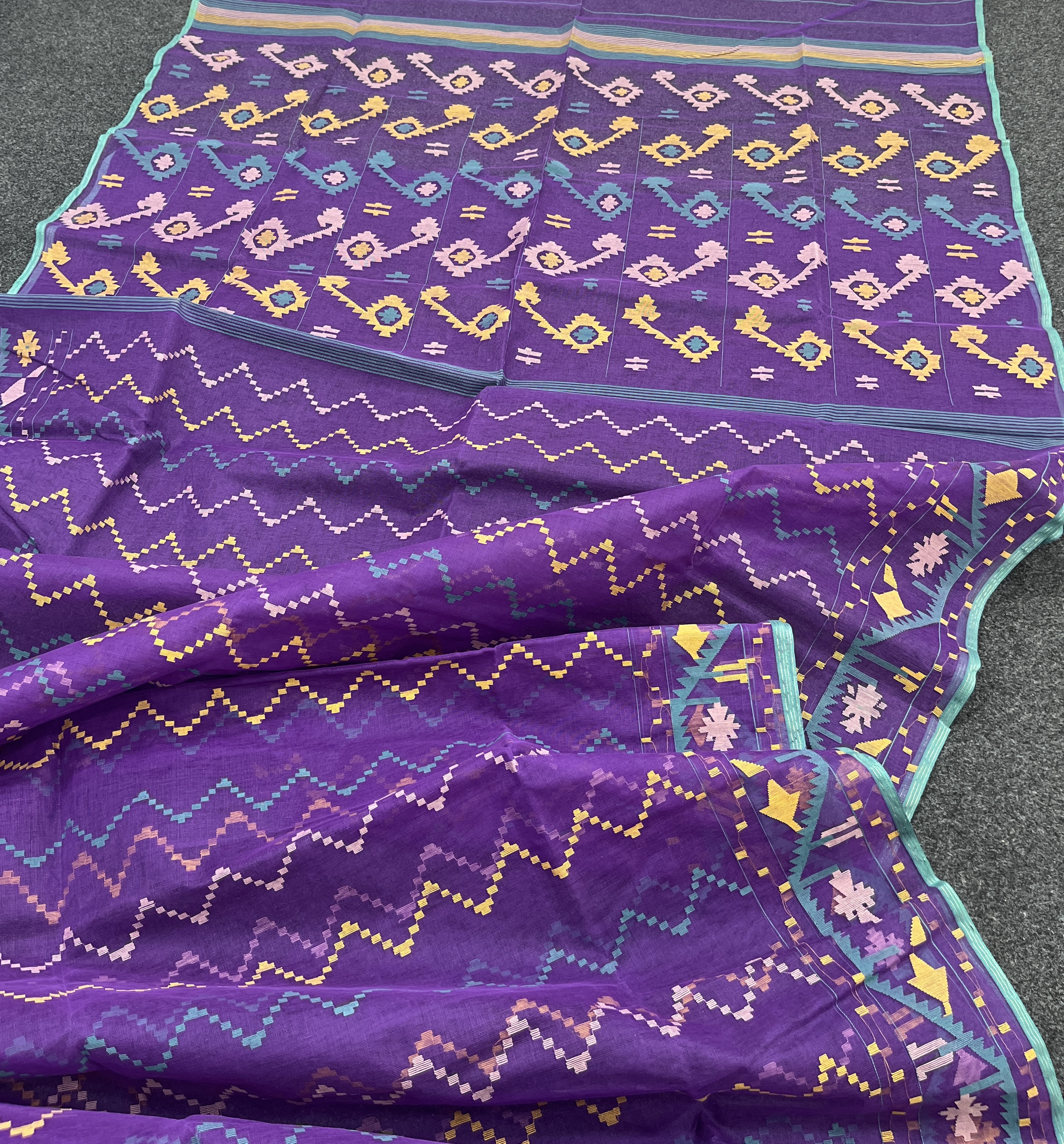 Deep purple jamdani saree