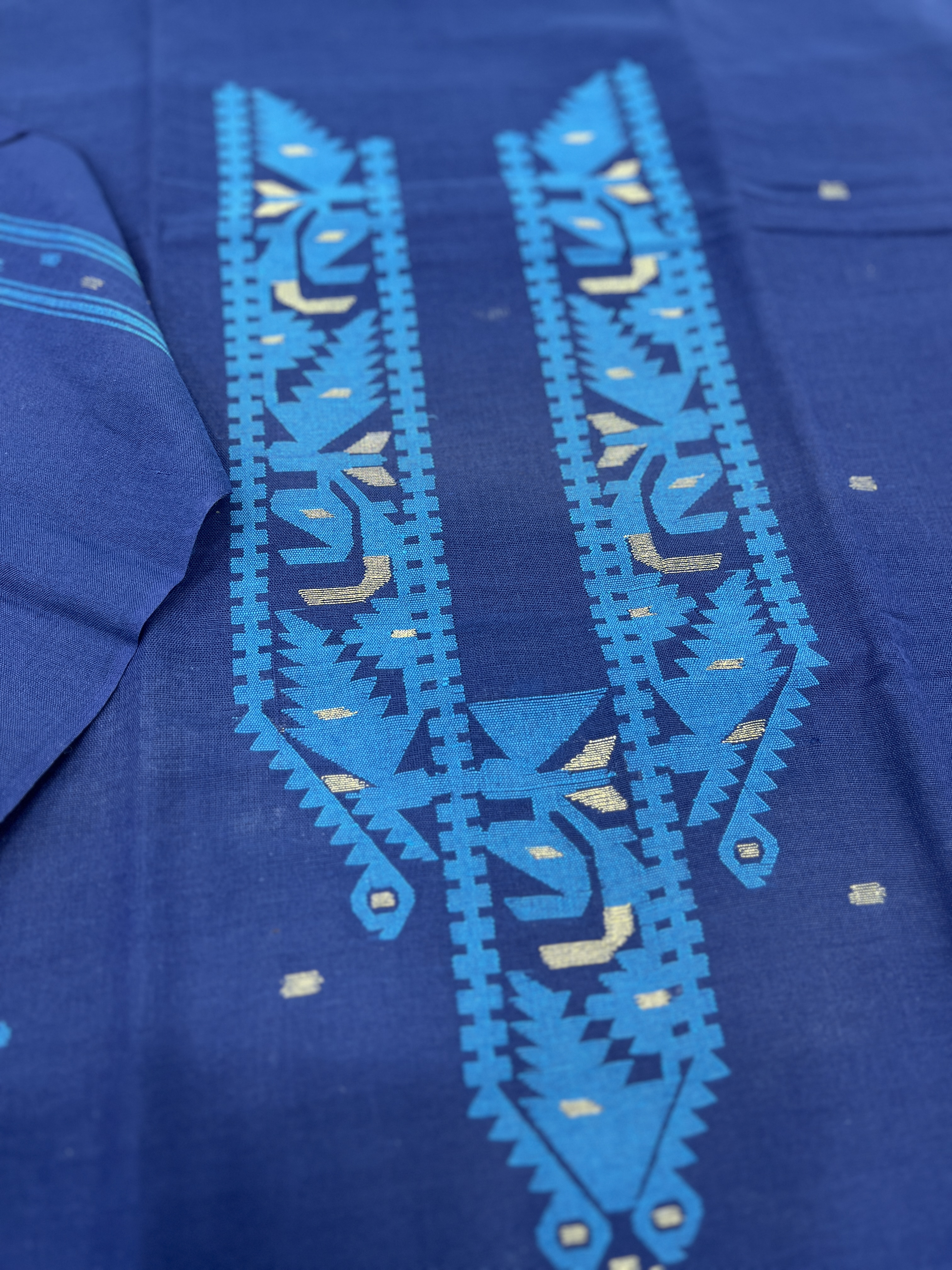 Blue cotton jamdani panjabi piece
