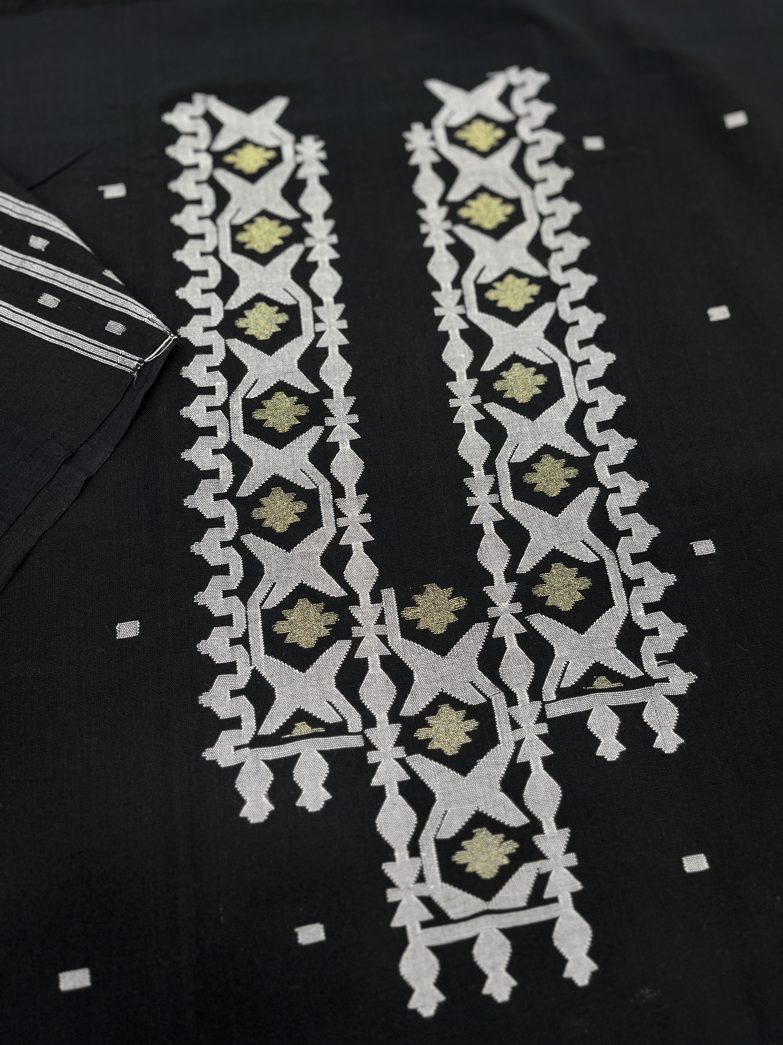 Exclusive Black and white box cotton jamdani piece