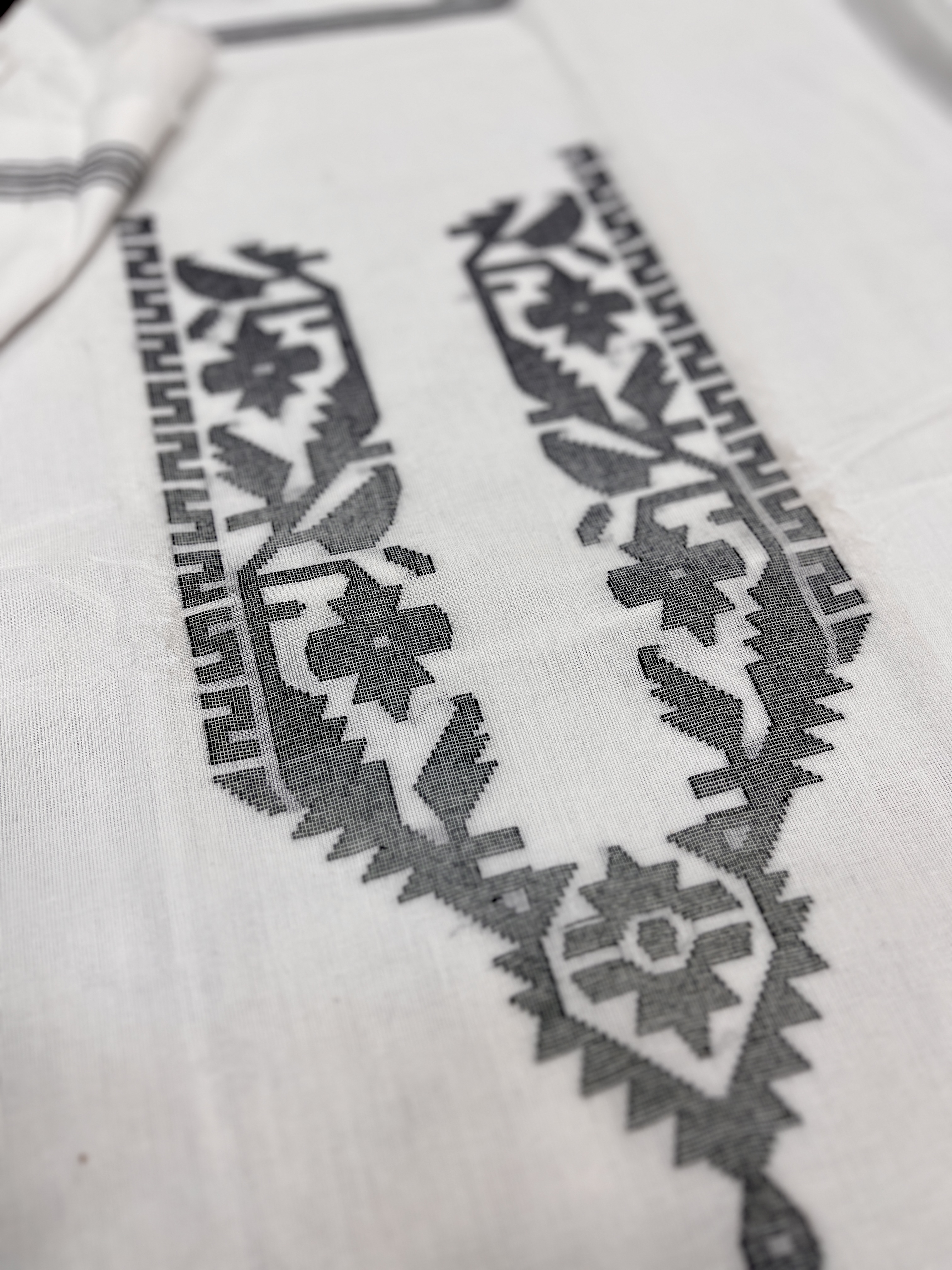 White balck jamdani piece