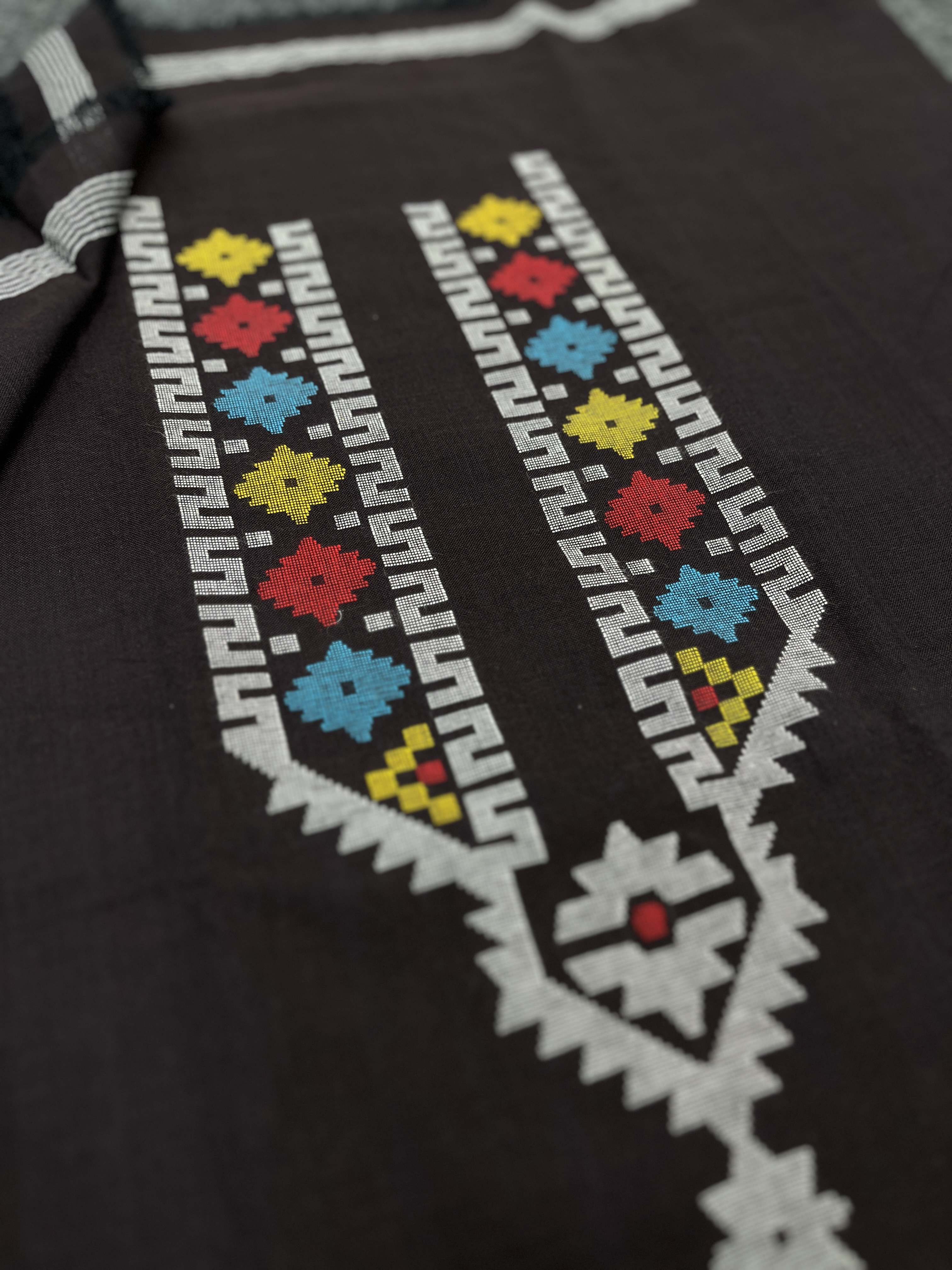 Chocolate multi tosor jamdani piece