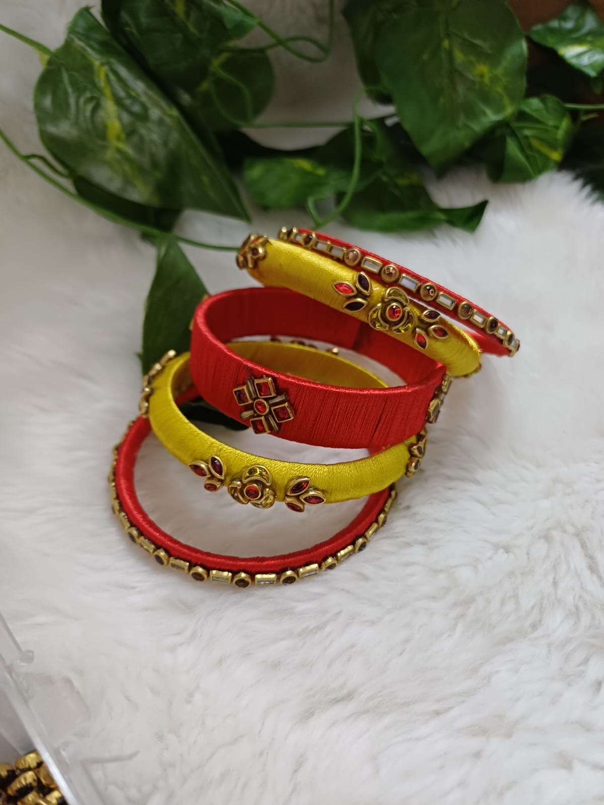 Yellow red Handmade bangles