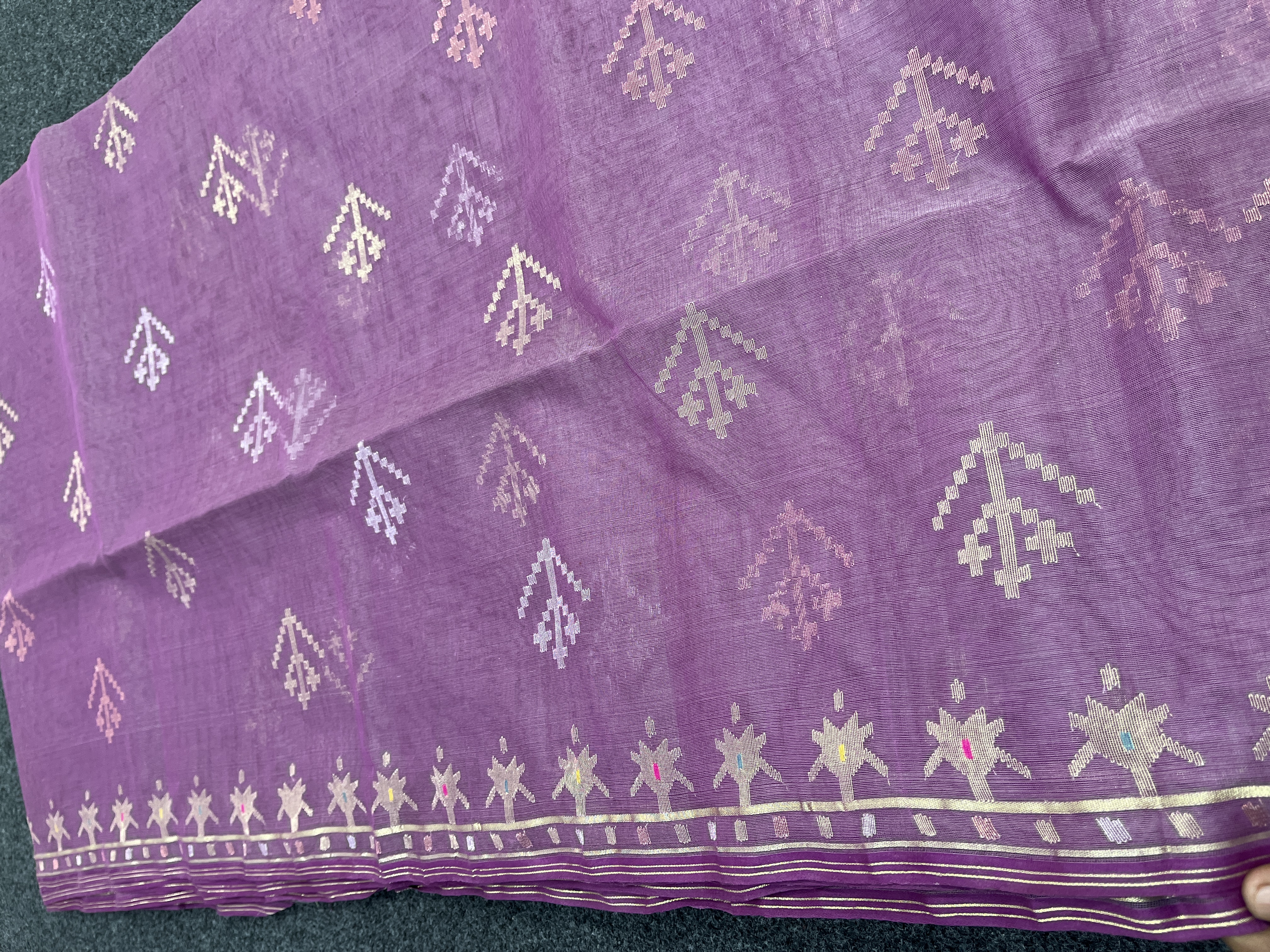 Exclusive new dual shed design half silk jamdani saree
